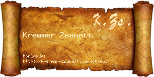 Kremmer Zsanett névjegykártya